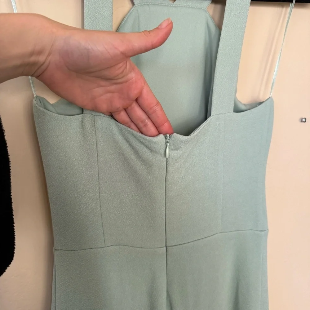 Birdy Grey Sage Green Halter Neck Maxi Dress NWT Size XS Bridesmaid Formal Slit